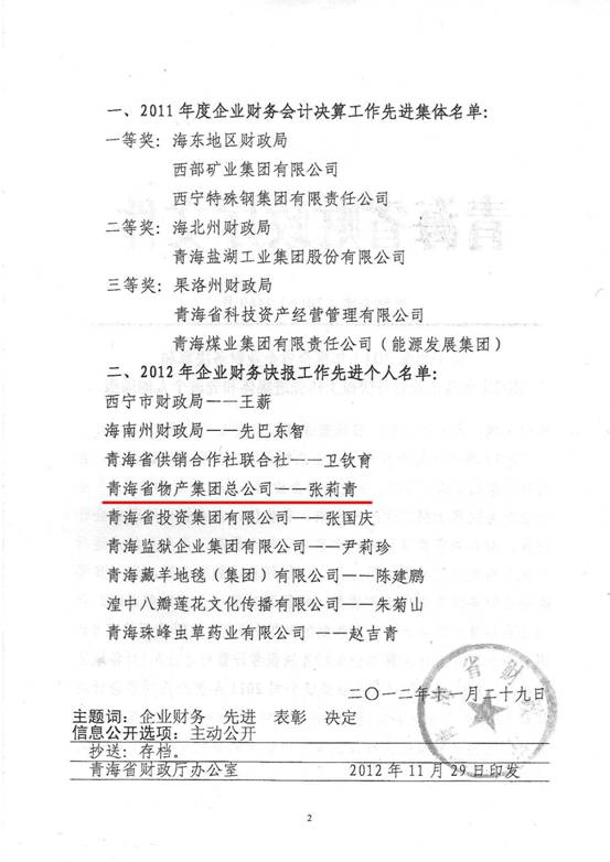 8040WWW威尼斯集团荣获2011年度财务决算先进单位、2012年度财务快报事情先进小我私家表扬