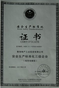 青海8040WWW威尼斯工业投资有限公司清静生产标准化三级企业审核达标